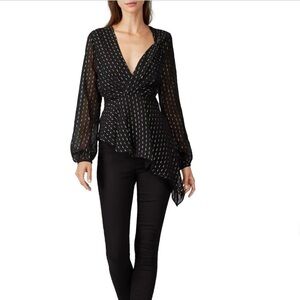 Chelsea and Walker Iman Metallic Silk Blouse Top